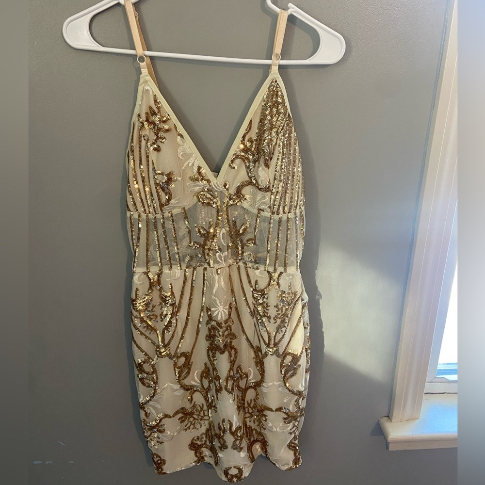 Pretty Little Thing Gold Sequins Dress